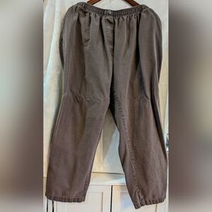 Woman Within Straight-Leg Brown Twill Pants